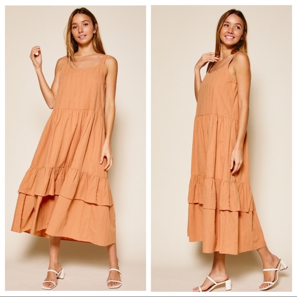 22  Monique Sleeveless Double Ruffle Midi Dress - Picture 3 of 3